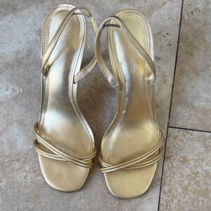 Larroude Shimmering Gold Sandals